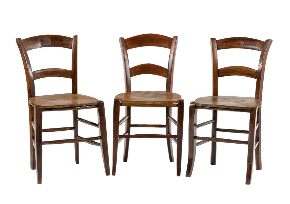 Lot of 3 lovely Antique French Timber Chairs from Haute Savoie