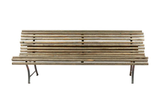 Vintage French Wooden Slat Outdoor Bench from Provence