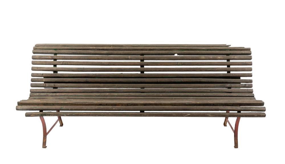 Vintage French Wooden Slat Outdoor Bench from Provence