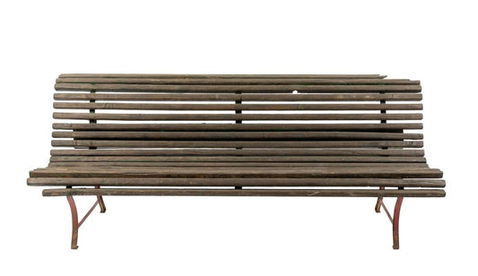 Vintage French Wooden Slat Outdoor Bench from Provence