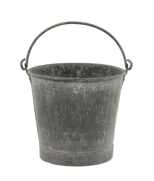 Antique French Zinc Bucket with Swing Handle from Provence