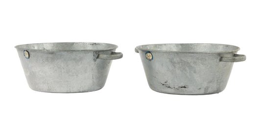 Pair of Antique French Zinc Buckets with solid thick handles