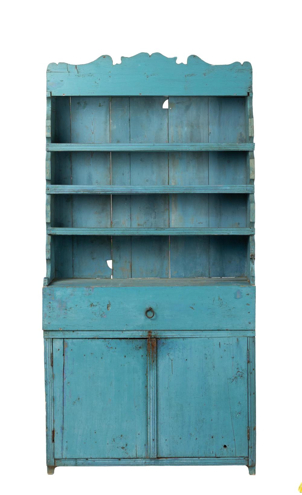 Fabulous vintage French Blue Wooden Kitchen Sideboard from Provence