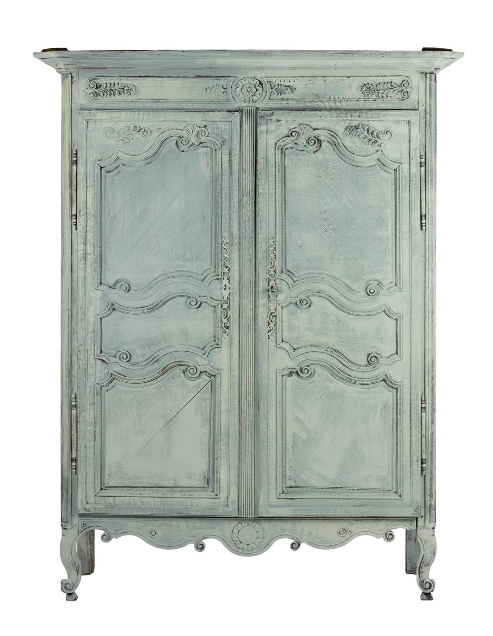 Impressive 19th Century Antique French oak armoire with lovely timber carvings and brass hardware