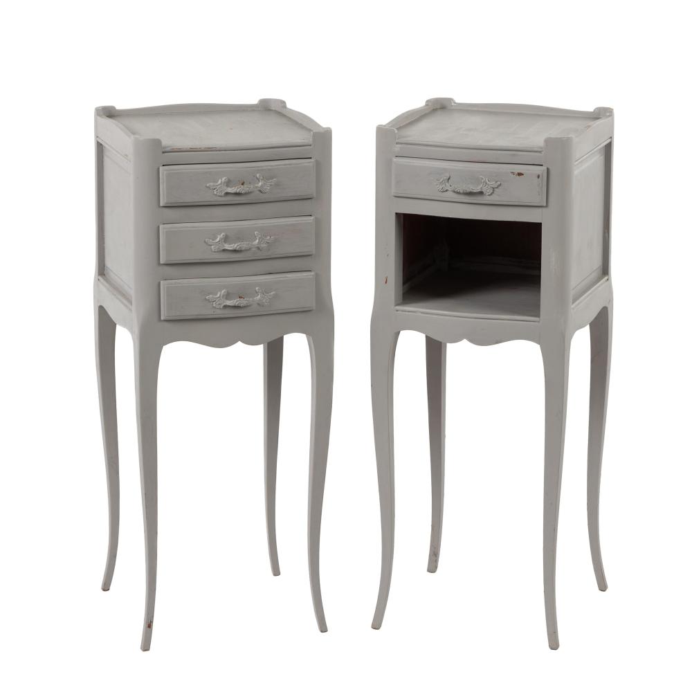 Charming Pair of antique French Bedside tables with painted patina from Provence