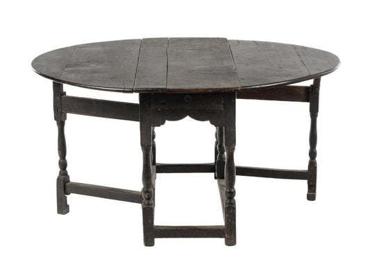 Rare and impressive Antique French early 19th Century Gateleg Round Oak hall table with Drop leaf sides from Provence