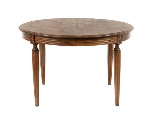 Gorgeous 19th century Antique French Round Extendable Dining Table with Fluted Legs