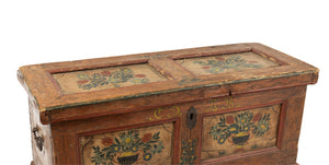 Impressive 18th century antique French '1798' Handpainted Alpine Folk Trunk from Chamonix