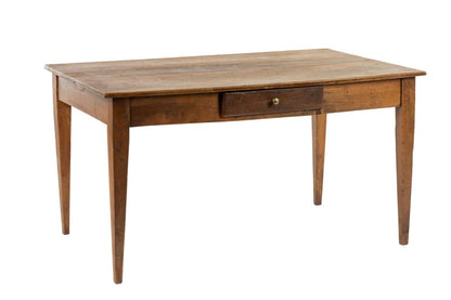 19th Century antique French oak farmhouse Table with Central Drawer from the South of France