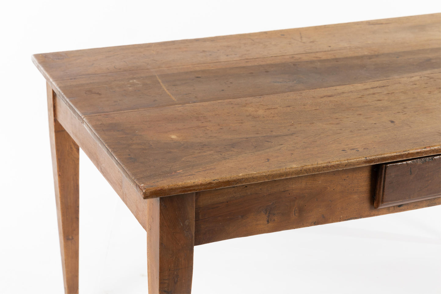 19th Century antique French oak farmhouse Table with Central Drawer from the South of France