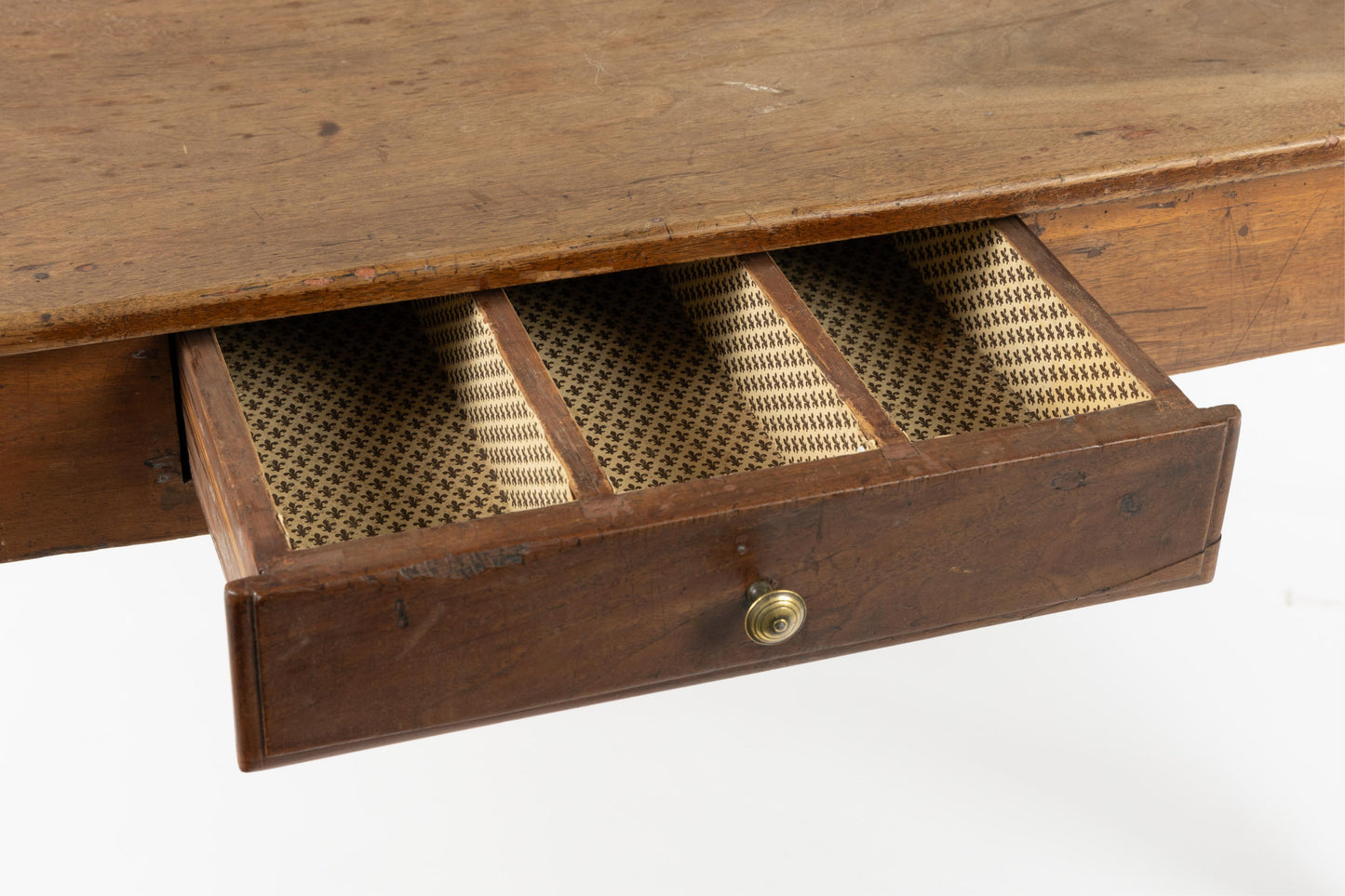 19th Century antique French oak farmhouse Table with Central Drawer from the South of France