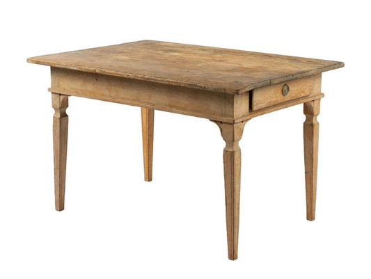 Beautiful 20th Century Pine Table with Front Drawer from Provence