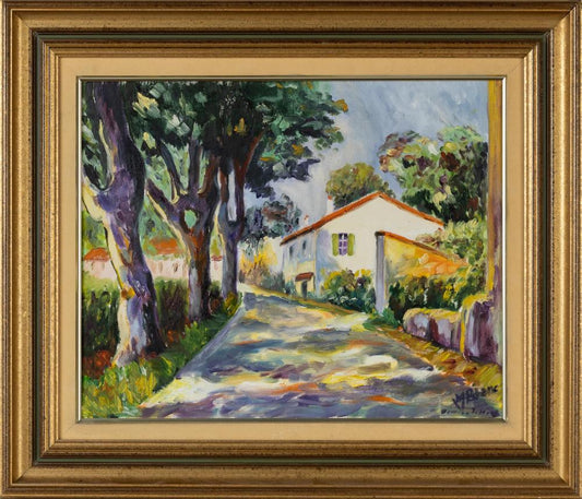 Colourful vintage French oil painting discovered in Provence. Signed by the artist and in a lovely frame