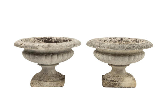 Gorgeous pair of antique French stone urns from an estate in Provence