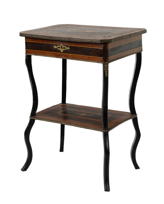 Charming 19th century antique French Napoleon III Style Side Table with exquisite marquetry top details from Paris