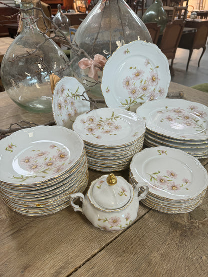 Beautiful 51 set of antique 'Daisy Bell' crockery from Bavaria, found in France.