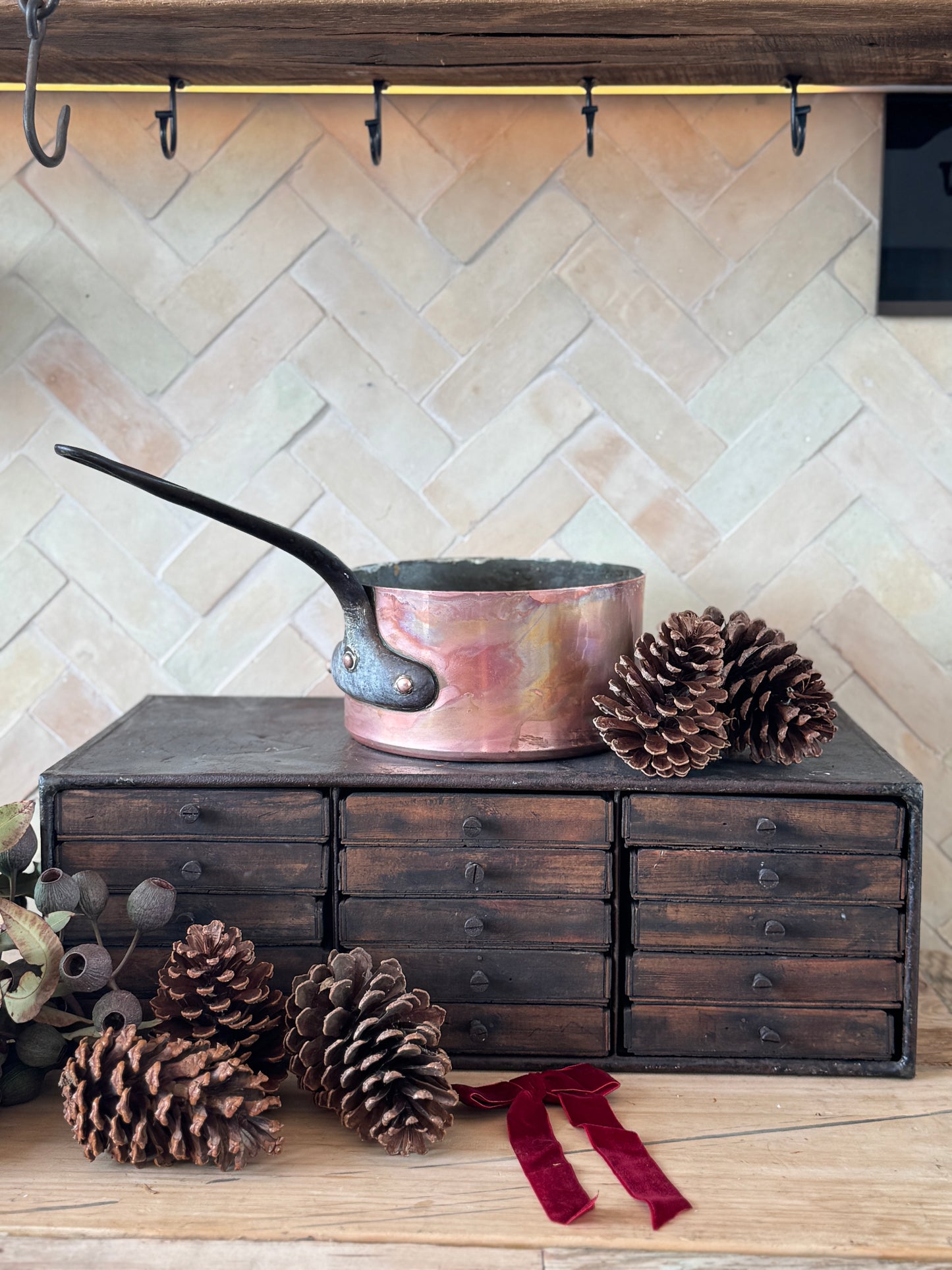 Antique French Copper saucepan from The French Alps in Holiday Gift Box – Perfect Christmas Present