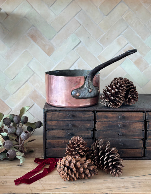 Antique French Copper saucepan from The French Alps in Holiday Gift Box – Perfect Christmas Present