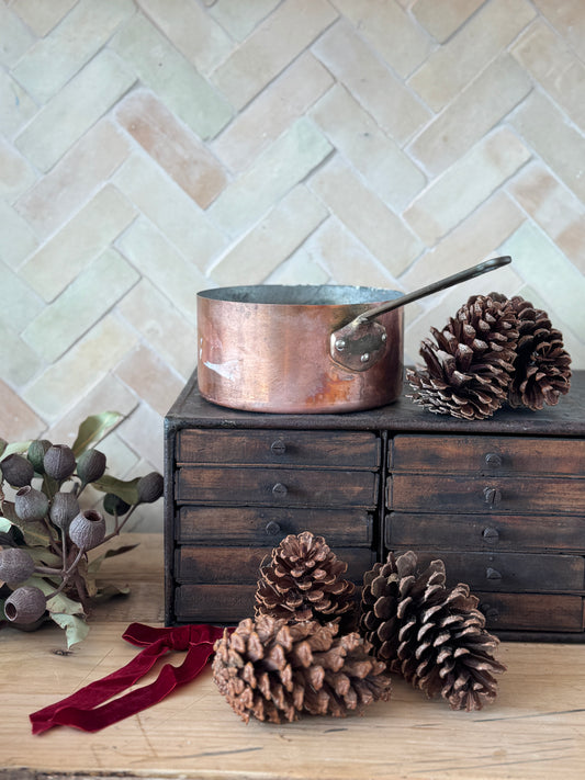Antique French Copper saucepan from The French Alps in Holiday Gift Box – Perfect Christmas Present