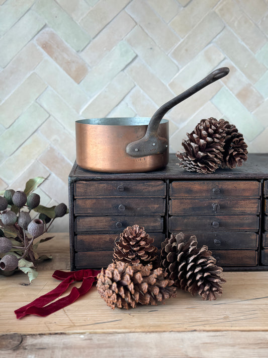 Antique French Copper saucepan from The French Alps in Holiday Gift Box – Perfect Christmas Present