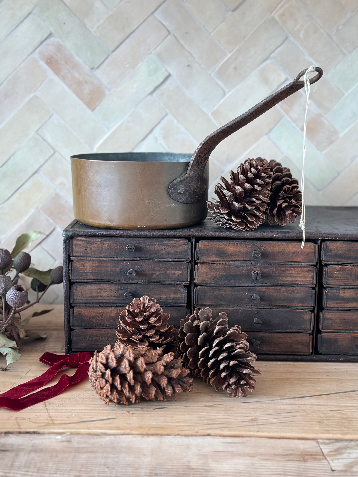 Antique French Copper saucepan from The French Alps in Holiday Gift Box – Perfect Christmas Present