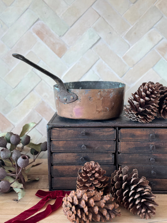 Antique French Copper saucepan from The French Alps in Holiday Gift Box – Perfect Christmas Present