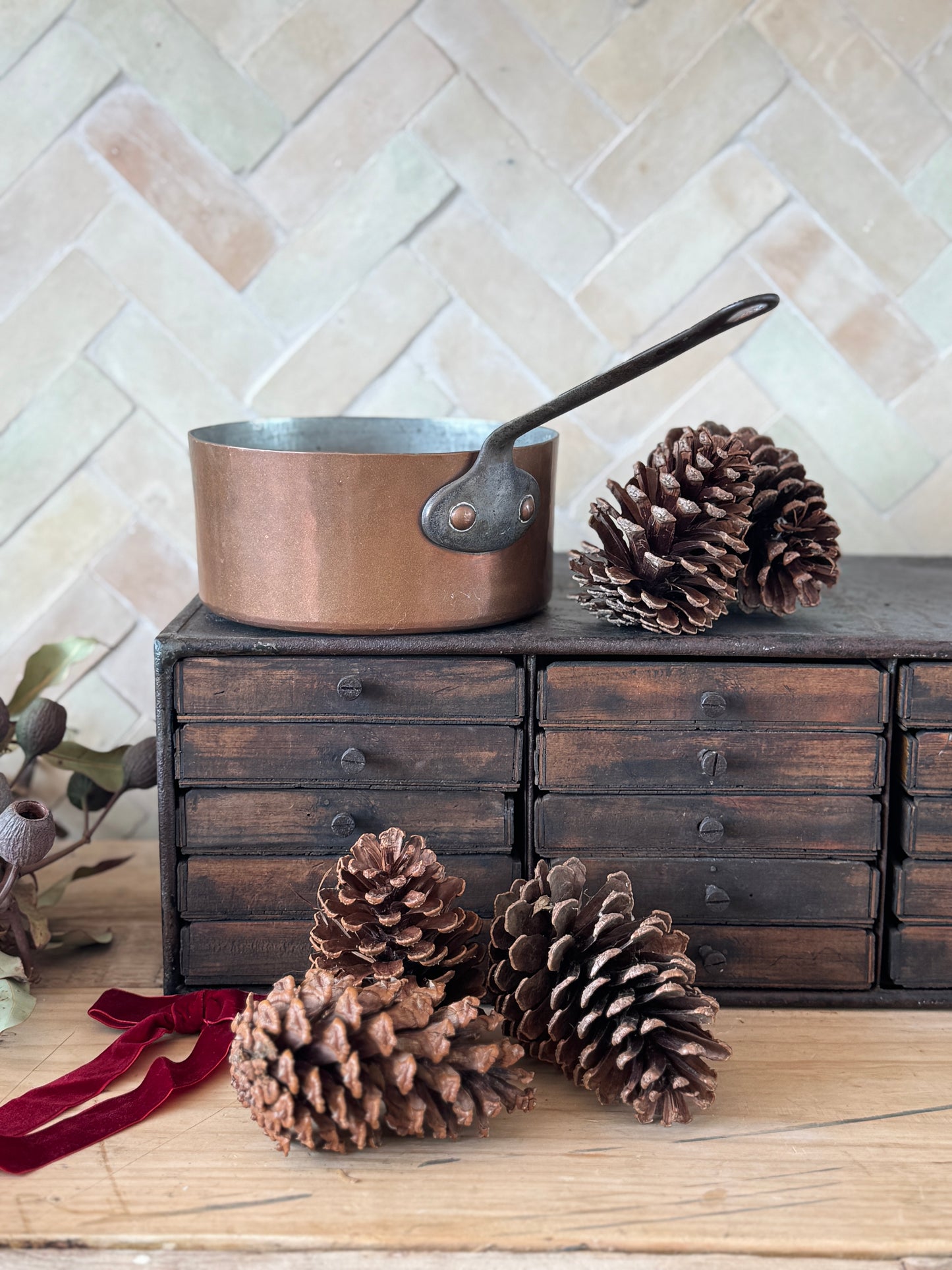 Antique French Copper saucepan from The French Alps in Holiday Gift Box – Perfect Christmas Present