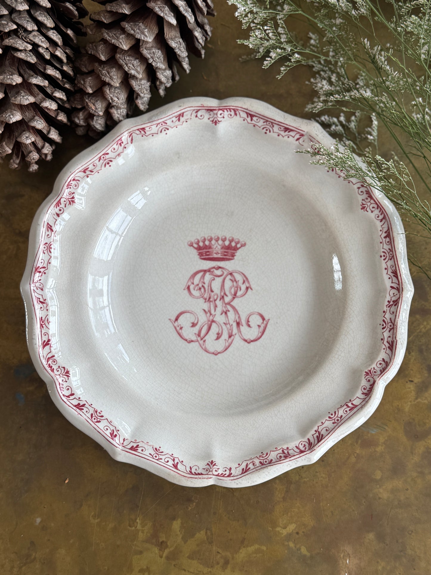 Elegant Antique French Plate in Holiday Gift Box – Perfect Christmas Present
