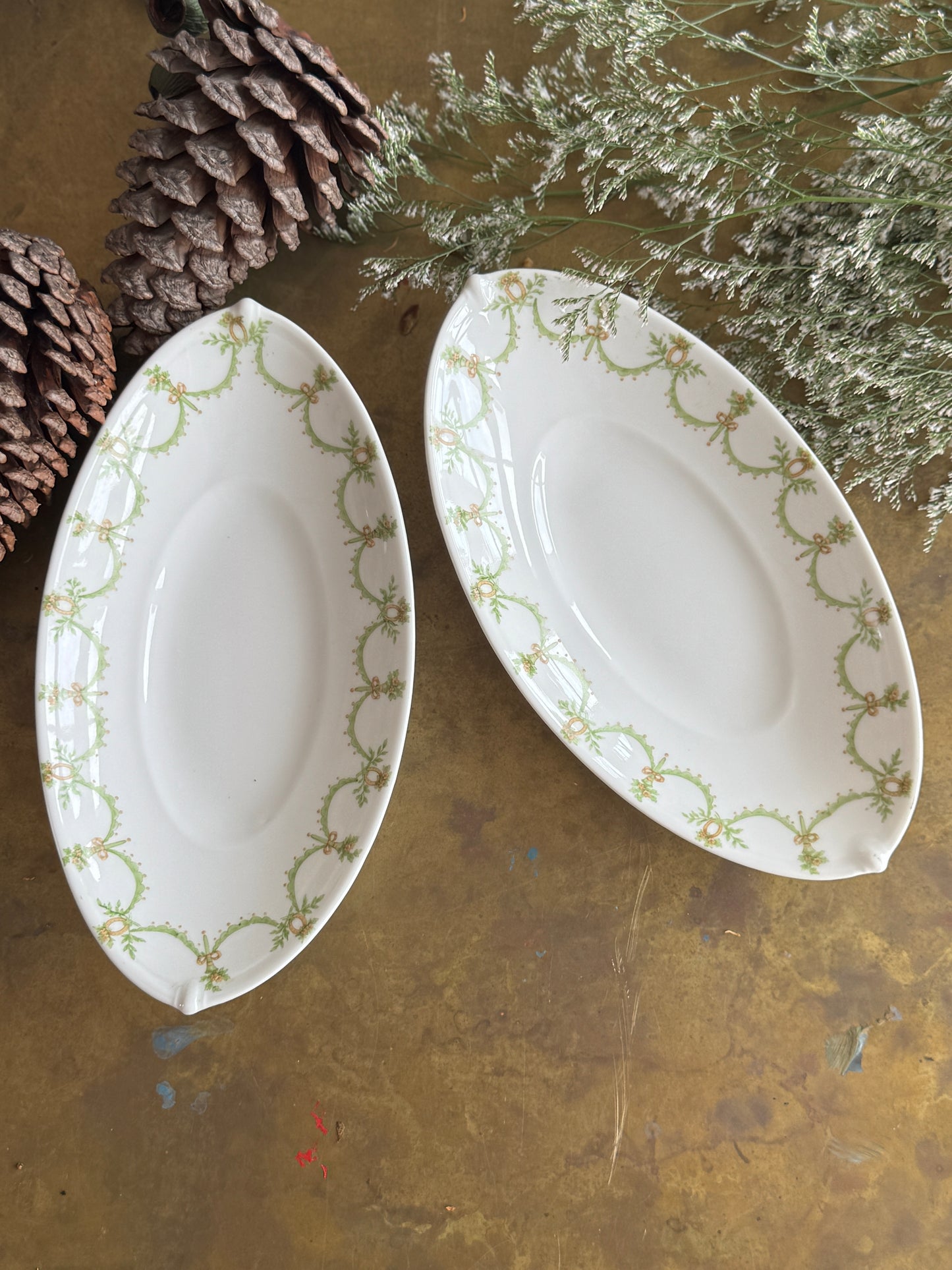 Set of Antique French oval dishes in Holiday Gift Box – Perfect Christmas Present