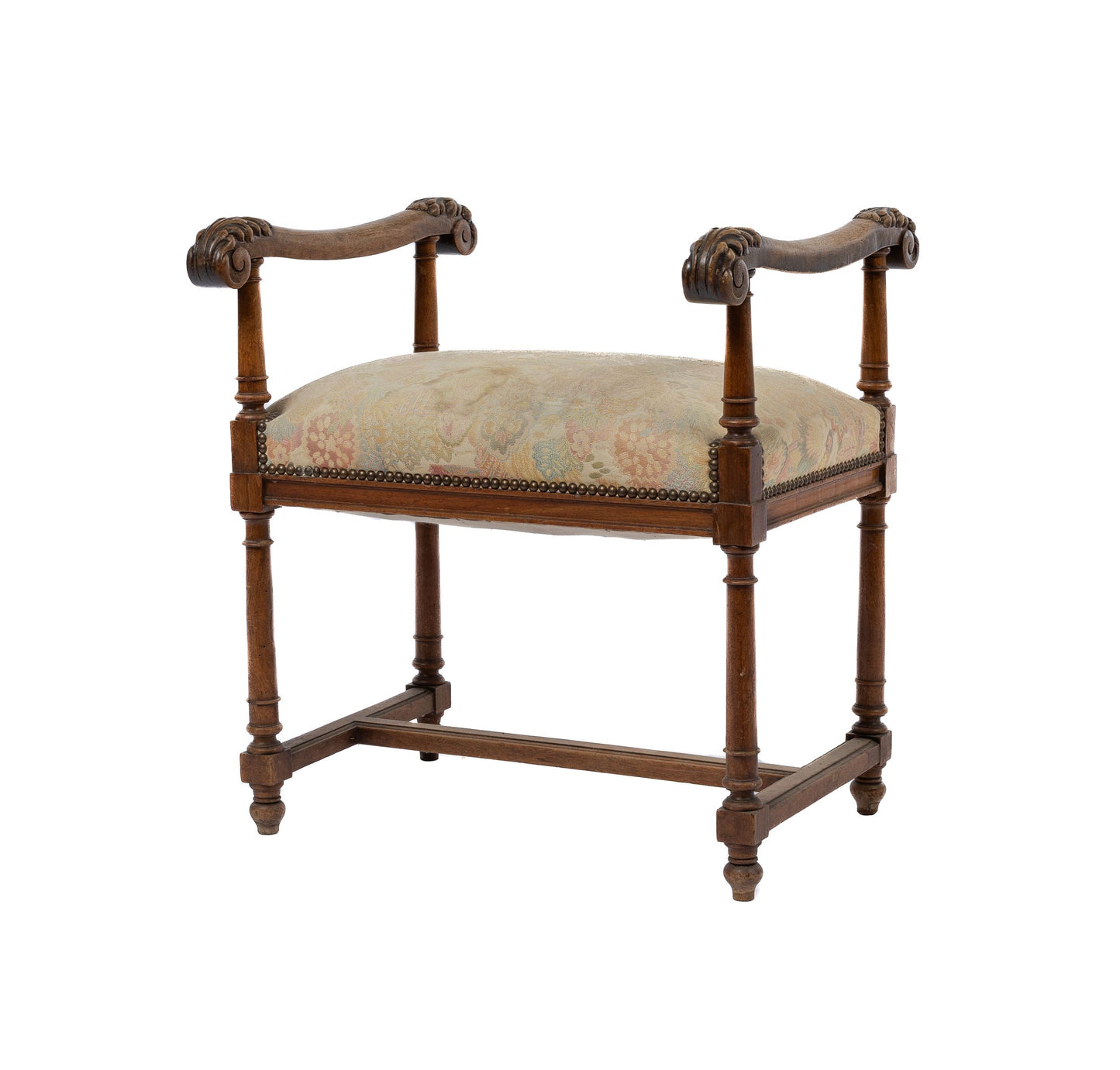 Impressive Antique Louis XVI style Piano Stool, featuring intricately carved sides and beautifully fluted legs