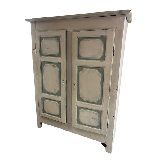 19th Century antique French armoire with white washed paint finish from the French Alps-AS found.