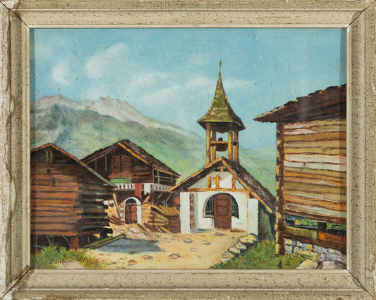 Antique French painting of a 'ferme' from Haute Savoie