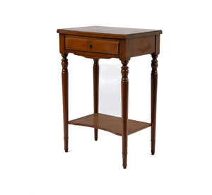 Elegant and simple side table with central drawer and lower shelf from Provence