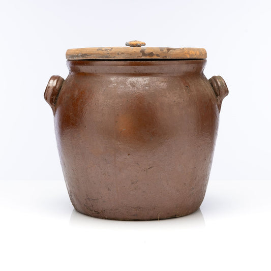 Vintage French glazed pot with lid from Provence