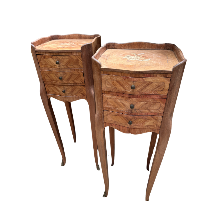 Antique French bedside tables from Haute Savoie