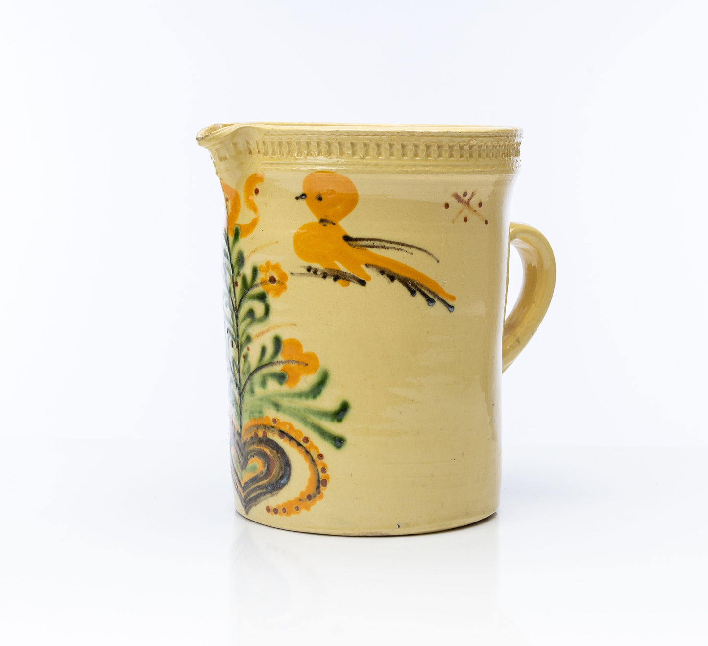 Vintage French hand painted yellow jug