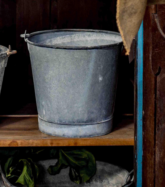 Lovely vintage French zinc bucket with swing handle, from Provence