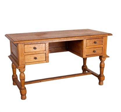 Antique French oak writers desk with 4 drawers from Provence