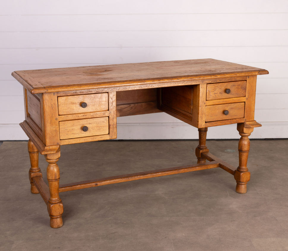 Antique French oak writers desk with 4 drawers from Provence