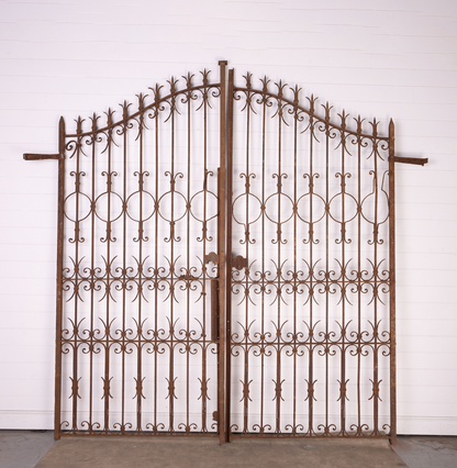 Impressive solid wrought iron chateau gates from Provence with all original hardware
