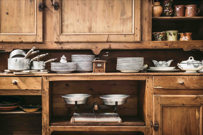 Beautiful antique French farm house kitchen buffet and hutch with ample storage and original hardware from a property near Chamonix