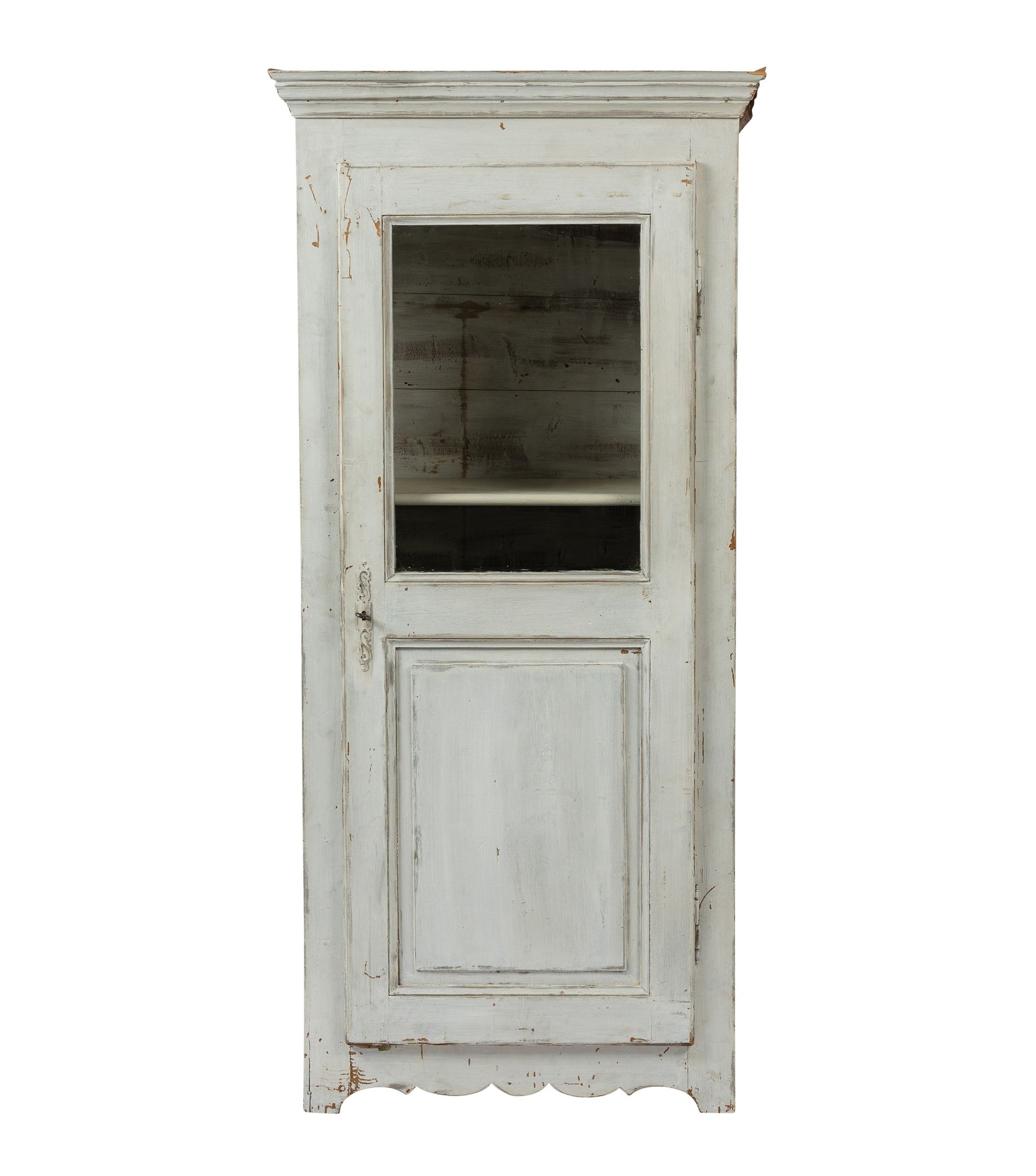 Vintage French White painted single-door Cupboard with internal shelving from Provence