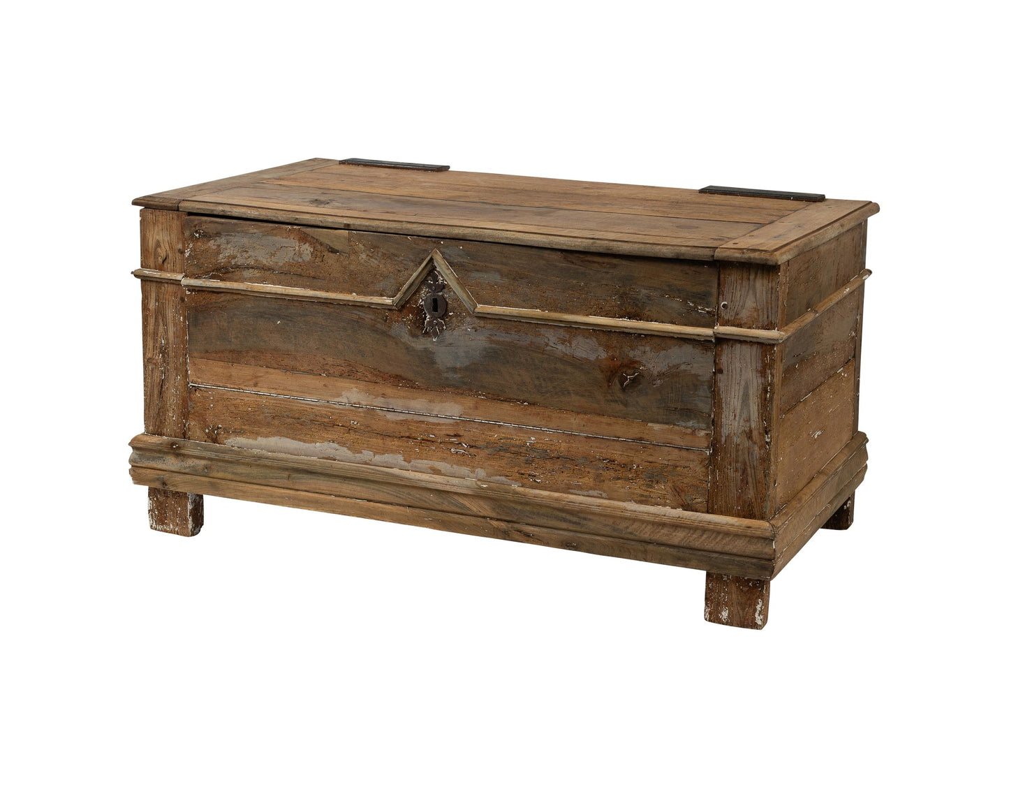 Beautiful large Provençal Pine Trunk with painted patina from Provence