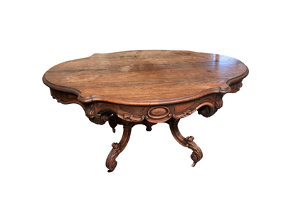 Lovely 19th century 'Palissandre' table with drawer and elaborate central base detail