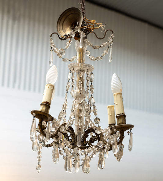 Vintage French bronze and crystal chandelier from The French Alps