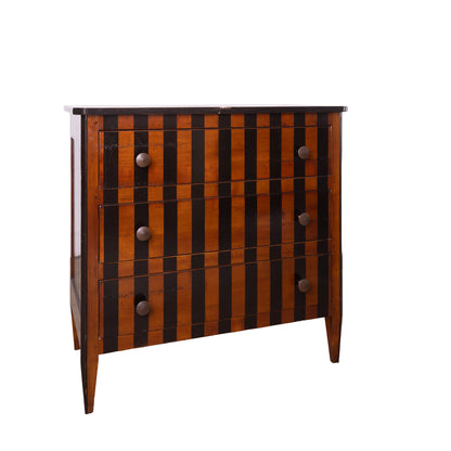 Antique French three drawer commode from Provence in a two tone stripe