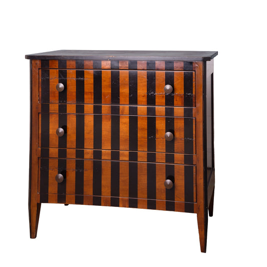 Antique French three drawer commode from Provence in a two tone stripe