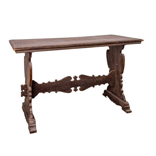 Lovely vintage French desk with intricate carved legs from the French Alps