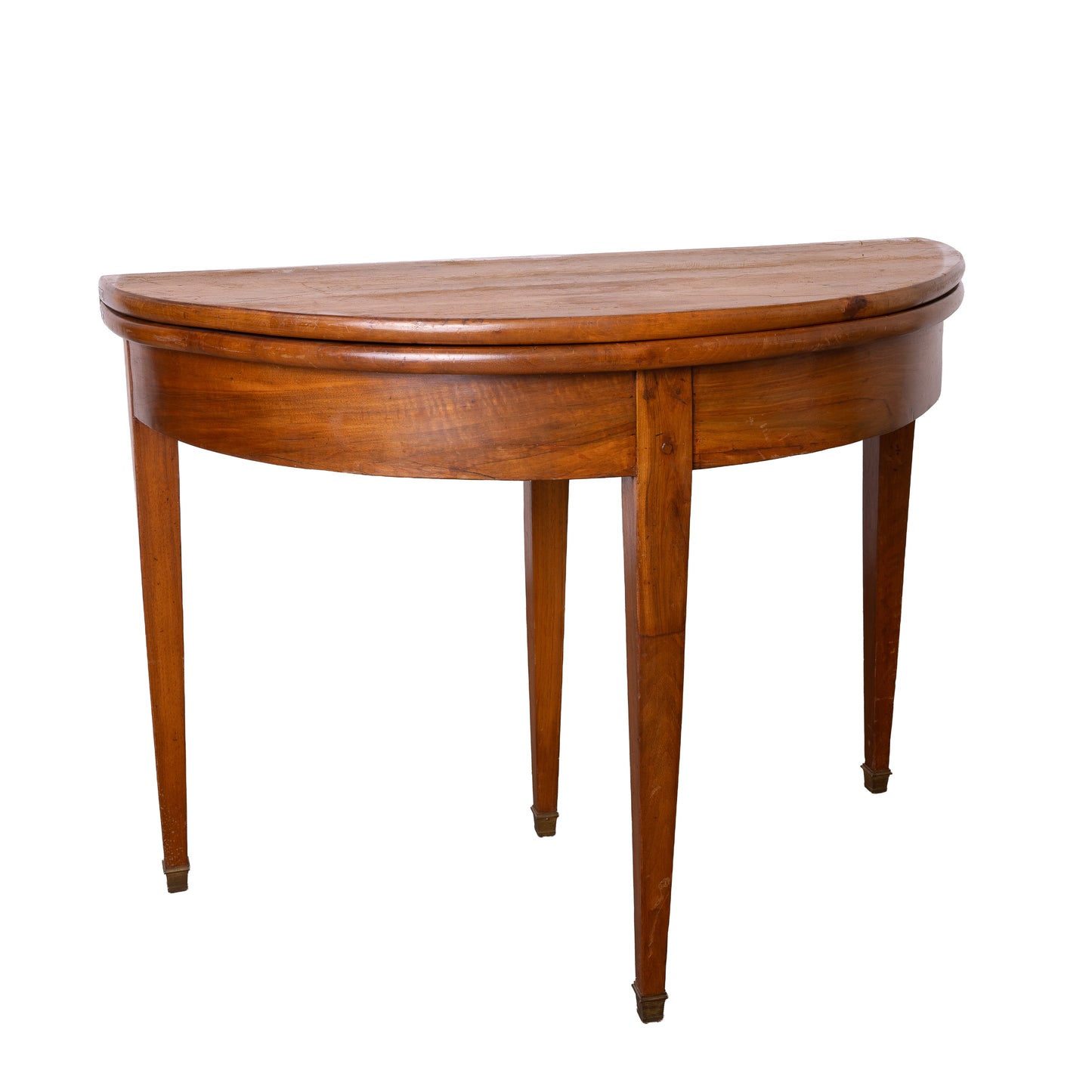 Vintage French Cherrywood demi-lune extendable hall table from Provence.