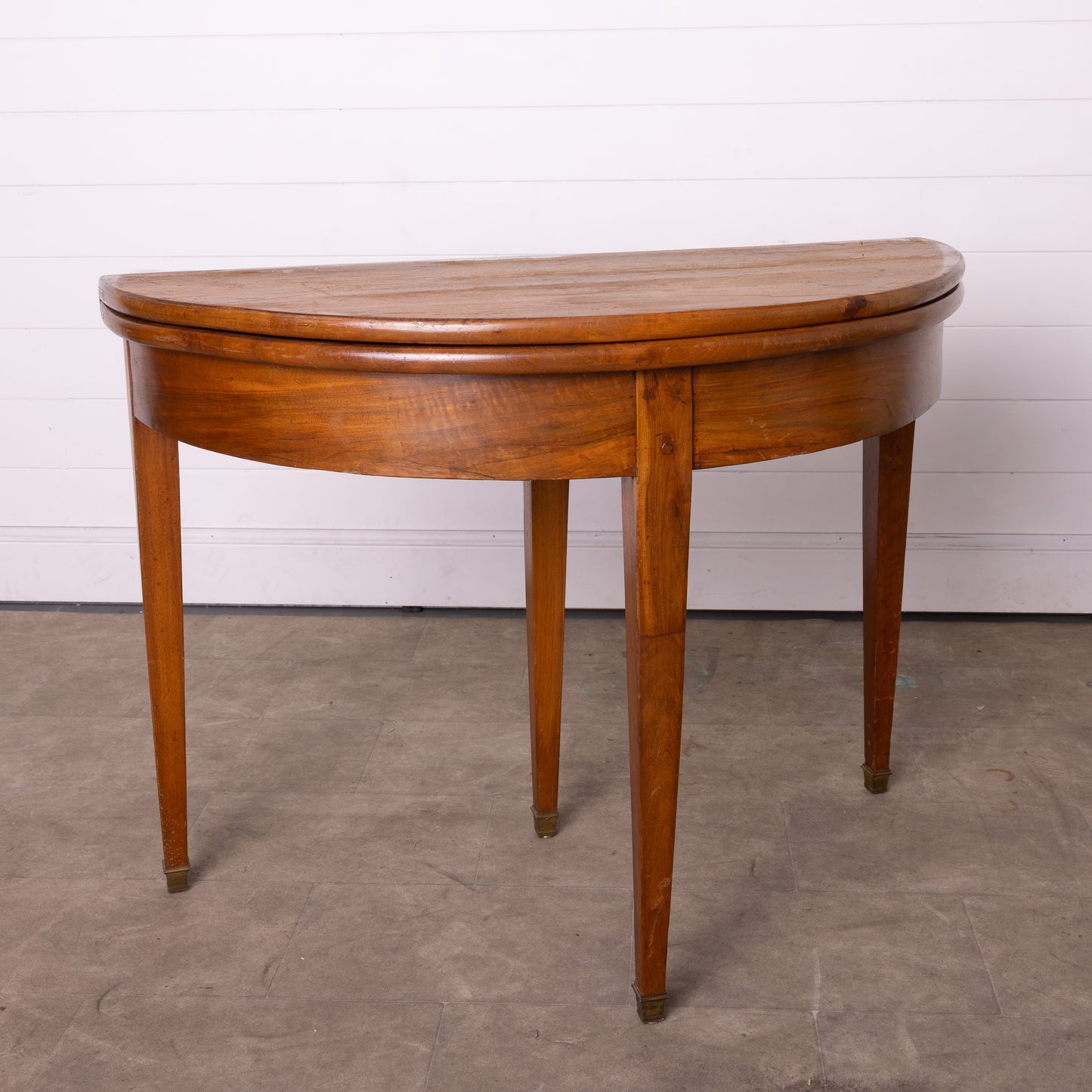 Vintage French Cherrywood demi-lune extendable hall table from Provence.